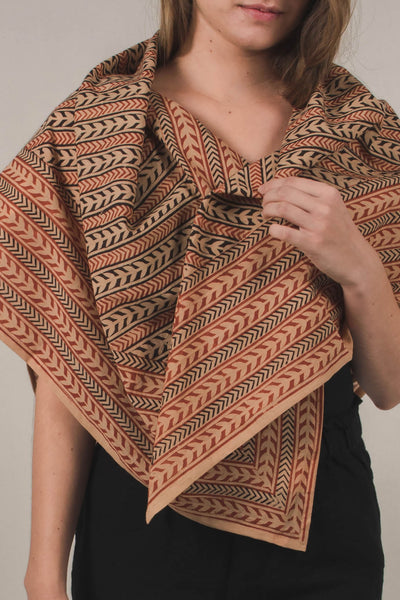 NOST block-printed naturally dyed scarf